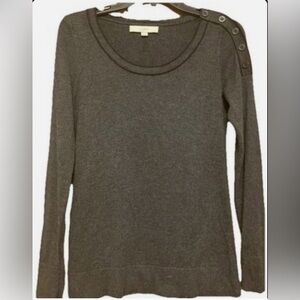 Loft Women Pullover Long Sleeves Color Grey,Black Trim, One Arm Buttons, Size S